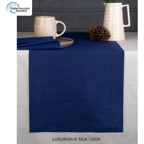 D'moksha Homes Navy Blue Table Runner 14x60 Vegan Cruelty Free NEW - Picture 2 of 5